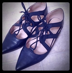 Topshop black laced flats